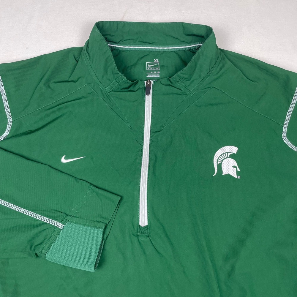 Nike Michigan State Spartans Mens XL Green 1/4 Zip Windshirt Pullover Jacket